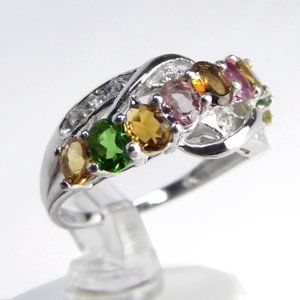 2.00 CTTW Genuine Multi Stone Sterling Silver Ring